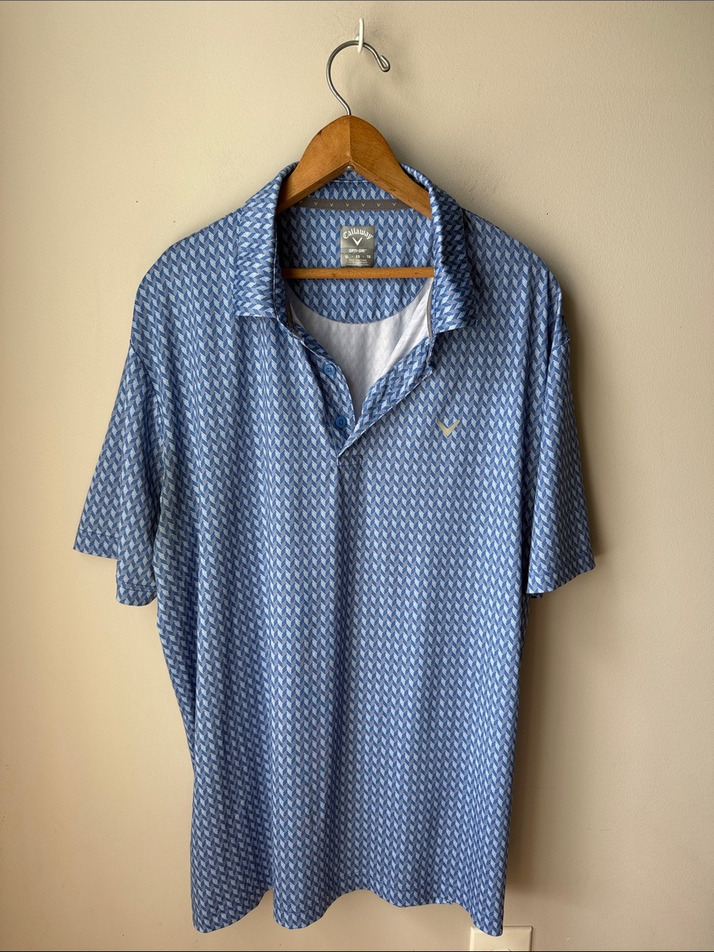 Callaway Opti-Dri Blue Geometric Golf Polo Moisture Wicking Performance Top